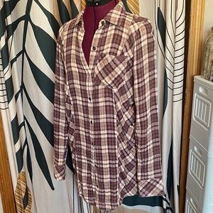 Gilded Intent Purple and cream Plaid Shirt